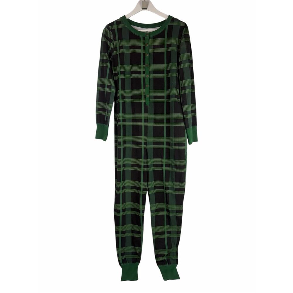 Hearth & Hand Women's XS Pajama One Piece Union Suit Green Black NEW